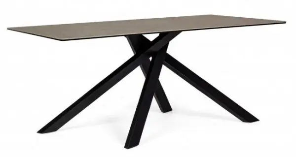 Nu rata Masa dining pentru 8 persoane gri taupe din ceramica si sticla temperata, 180 cm, Messier Bizzotto