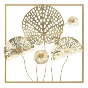 Decoratiune de perete aurie din metal, 50x5x50 cm, Gold Flowers Mauro Ferretti Cel mai vândut