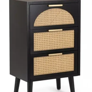 Reducere extra Comodă cu trei sertare, neagra, 45x30x75 cm, Josine, Yes