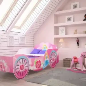 Pat copii cu saltea din spuma si somiera incluse, Kareta, ADRK Furniture 140x70 cm Bestseller
