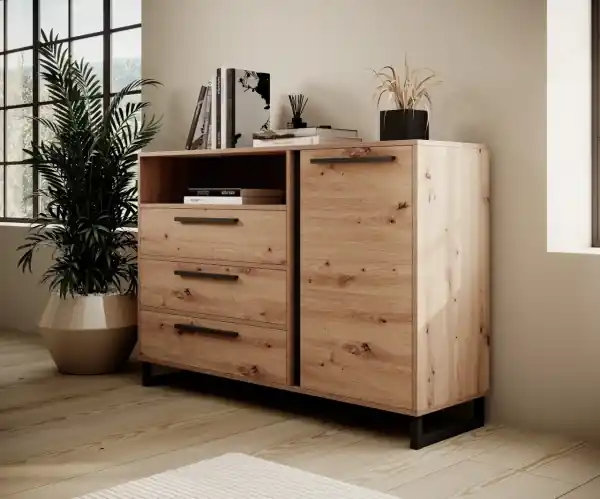 Comoda 130x40x90 cm, Aria, ADRK Furniture Artisan / Negru Promoție
