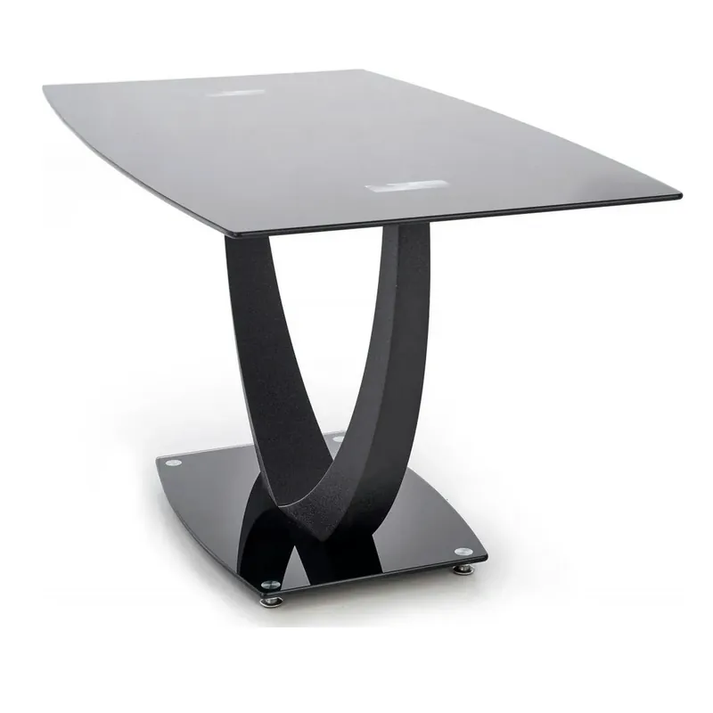 Masa ANTON, negru transparent/negru, sticla/metal, 140x80x75 cm Promoție