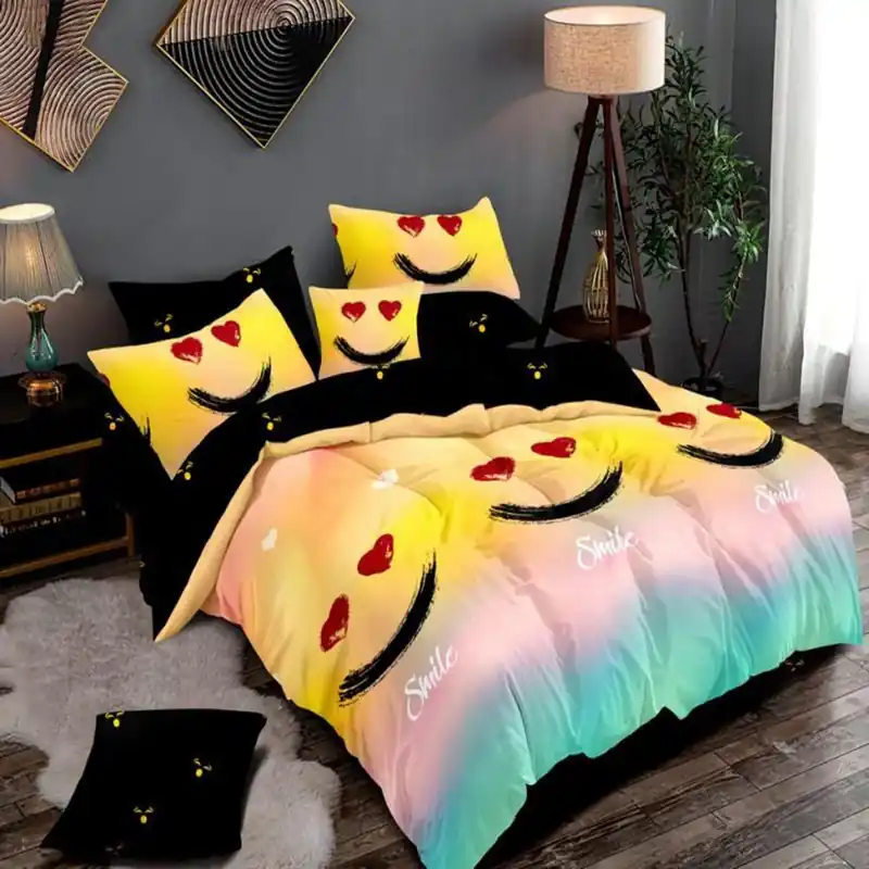 Set lenjerie pat finet M121, bumbac/poliester, multicolor, 220x240 cm, cu cearceaf pat, cearceaf pilota si 4 fete de perna Retur ușor