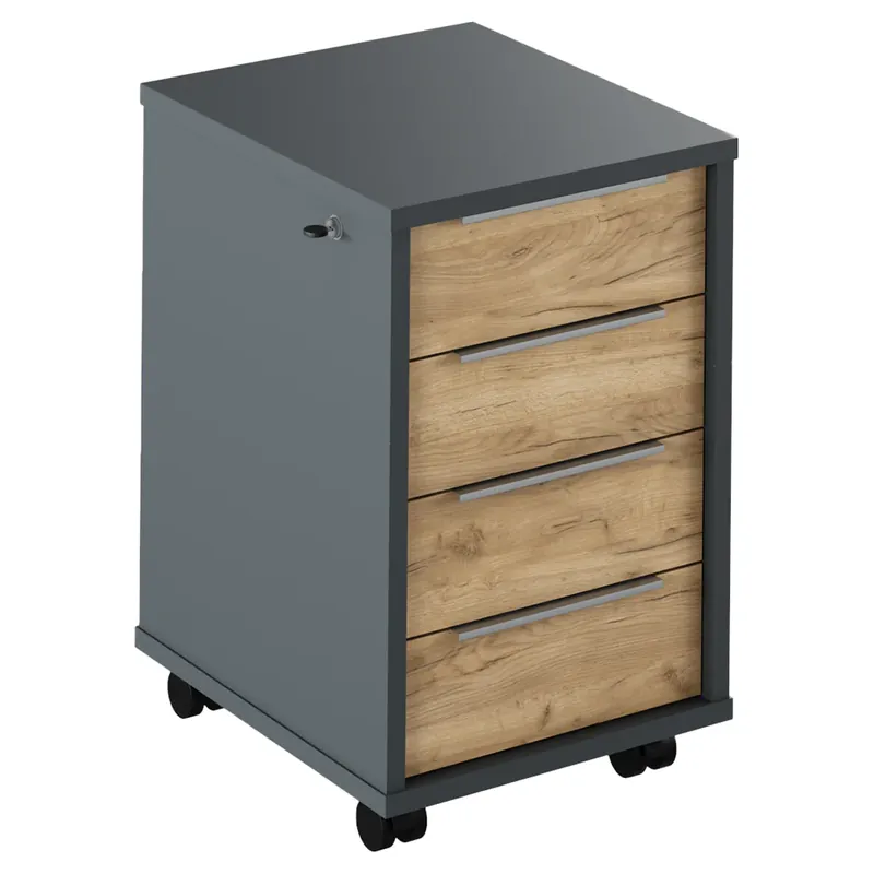 Retur gratuit Noptiera RIOMA NEW TYP 30, stejar artisan/gri grafit, DTD laminat, cu 4 sertare, 43x48x67 cm