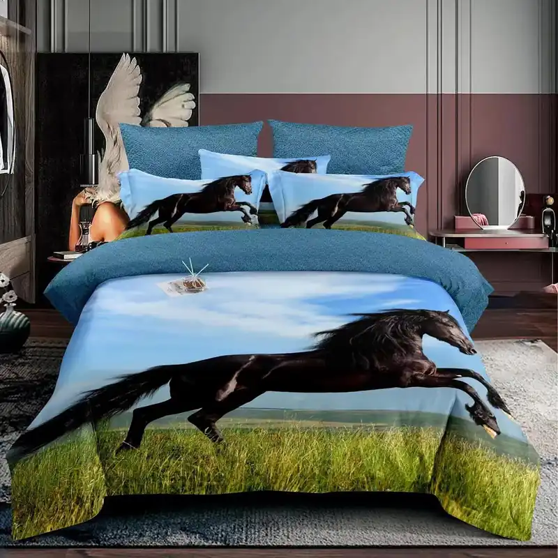 Set lenjerie pat o persoana finet F1P3, bumbac/poliester, multicolor, 160x230 cm, cu cearceaf pat, cearceaf pilota si fata de perna Livrare rapidă