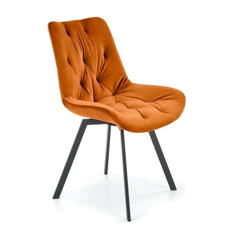 Scaun rotativ K519, caramiziu/negru, stofa catifelata/metal, 54x63x86 cm Cumpără online
