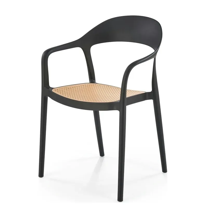 Scaun de gradina K530, stejar/negru, polipropilena, 57x52x80 cm Plată sigură