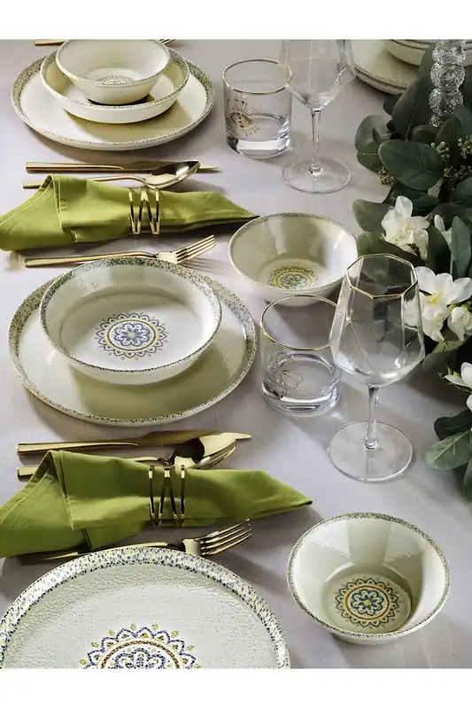 Set de cina MCH-03-12-PRC, 12 piese, multicolor, portelan Promoție