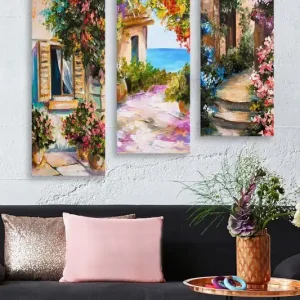 Reducere Set 3 tablouri MDF0026, multicolor, 20x50 cm
