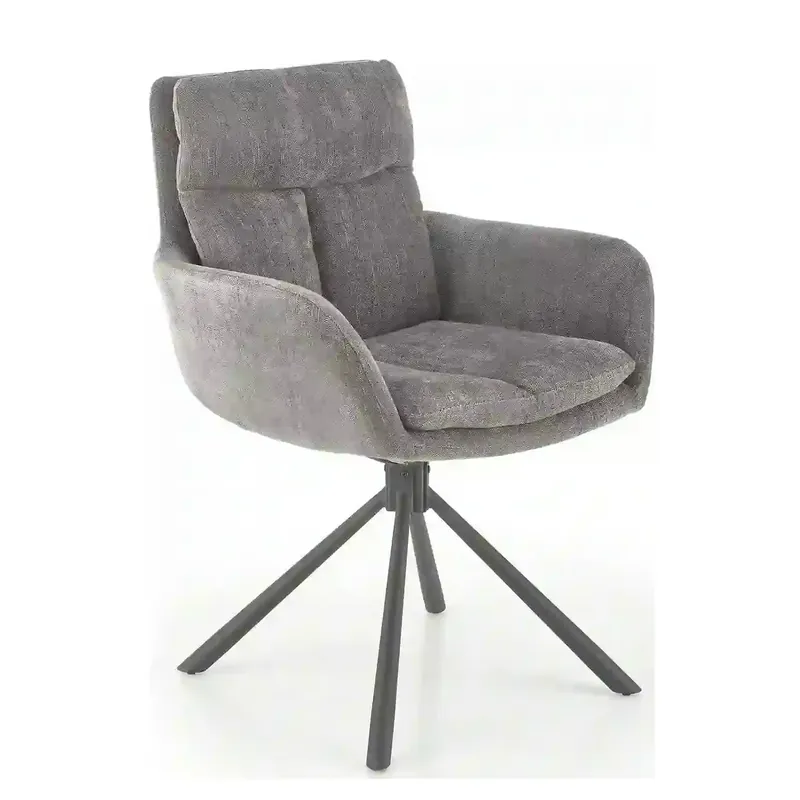 Scaun pentru living K495, gri/negru, stofa clasica/metal, rotativ, 60x65x87 cm Preferatul clienților