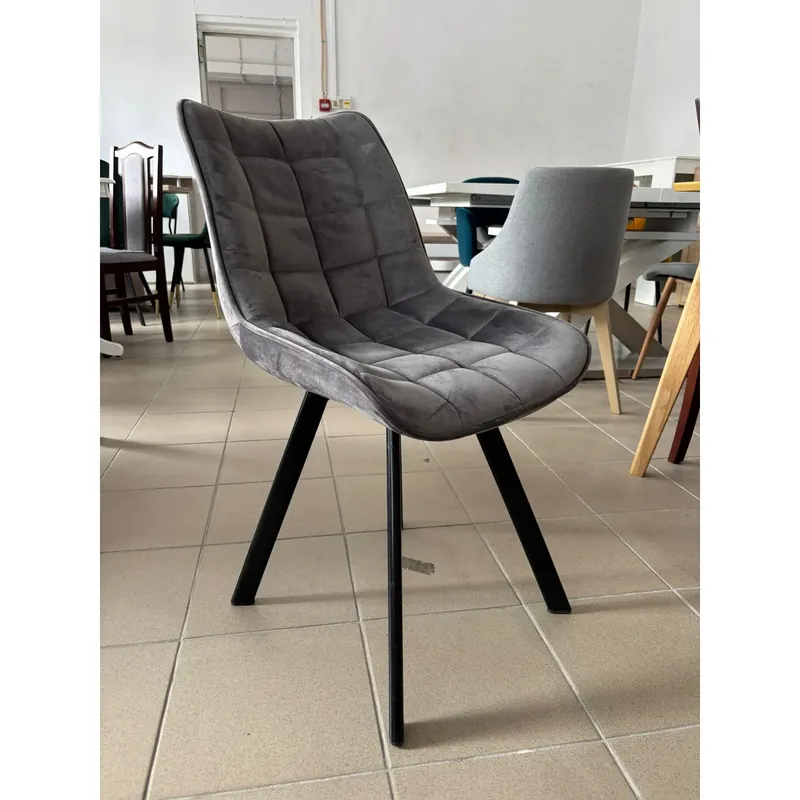 PRODUS RESIGILAT - Scaun tapitat modern K332, gri/negru, stofa catifelata/metal, 46x61x84 cm Reduceri