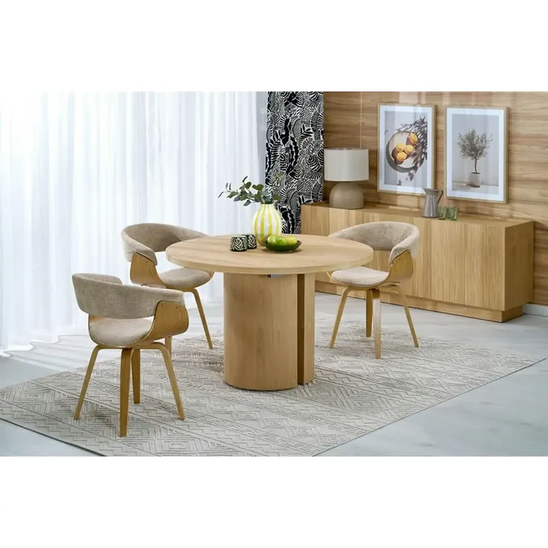Calitate înaltă Masa extensibila GARIBALDI, stejar natural, PAL laminat/furnir, 120/200x120x79 cm