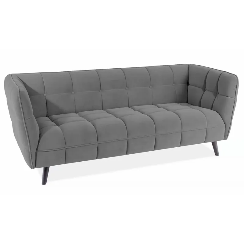 Canapea CASTELLO 3, gri/wenge, stofă catifelată/lemn, 200x85x78 cm Cumpără acum