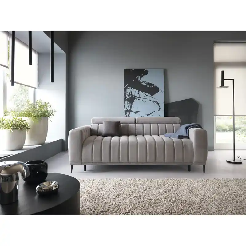 Canapea extensibila GANDI 160, stofa catifelata roz - Riviera 62, Gama Premium, cu tetiere reglabile, 227x102x95 cm Preț mic