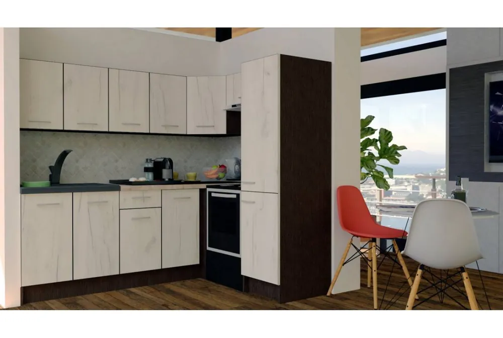 Reduceri Bucatarie de Colt GENA NEW 6 DR. 170-220, Fara Corp de Cuptor, Wenge / Decor K001