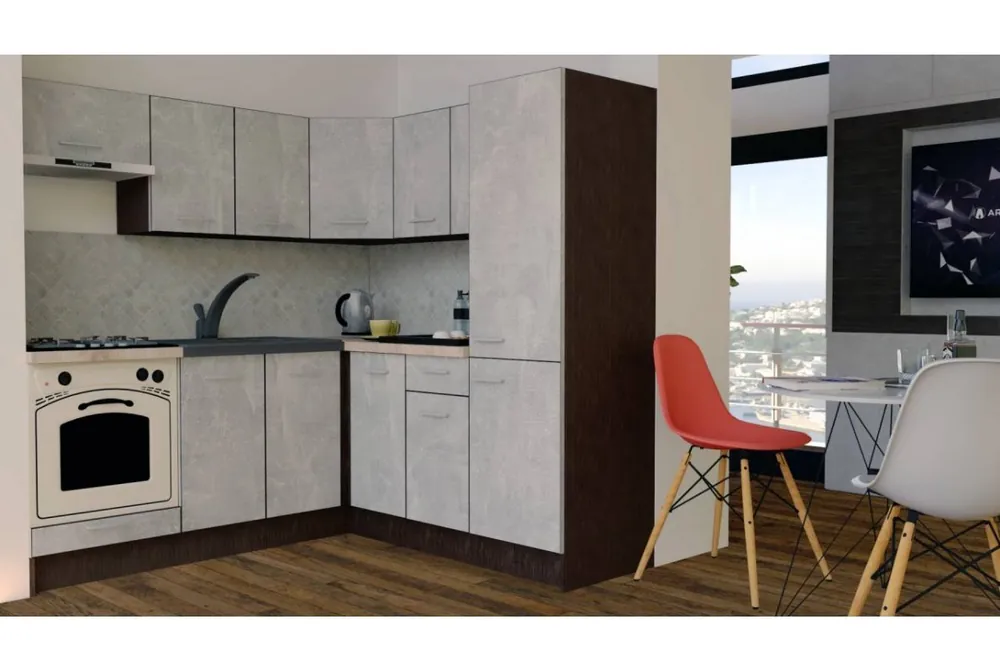 Bucatarie de Colt GENA NEW 9 DR. 190-200, Cu Corp de Cuptor, Wenge / Decor 4298 Comandă acum