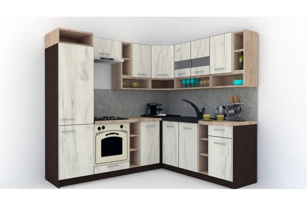 Discount Bucatarie de Colt COSSY NEW DR. 200-230, Wenge / Decor K001