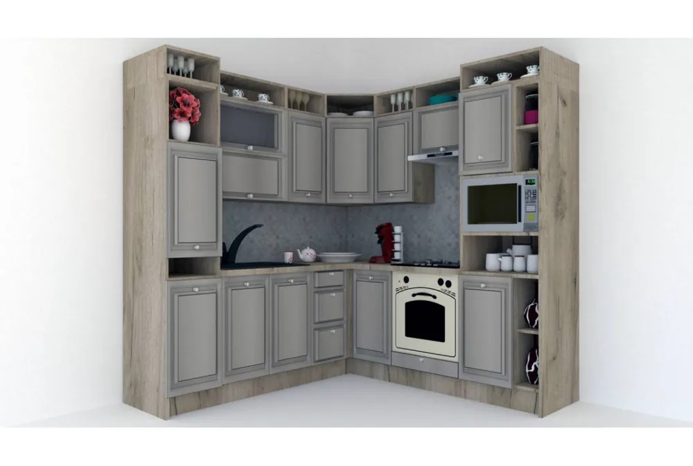 Bucatarie de Colt LEEA ART CORNER FRONT MDF PORTAL 220-220 B DR. K002 / decor 227 Lichidare de stoc