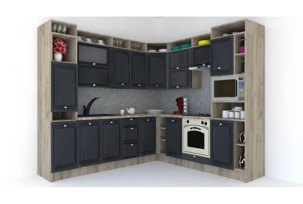 Bucatarie de Colt LEEA ART CORNER FRONT MDF PORTAL 240-260 DR. K002 / decor 266 Disponibil imediat