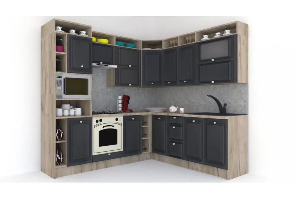 Bucatarie de Colt LEEA ART CORNER FRONT MDF SPARX 220-240 ST. K002 / decor 266 Ofertă de sezon