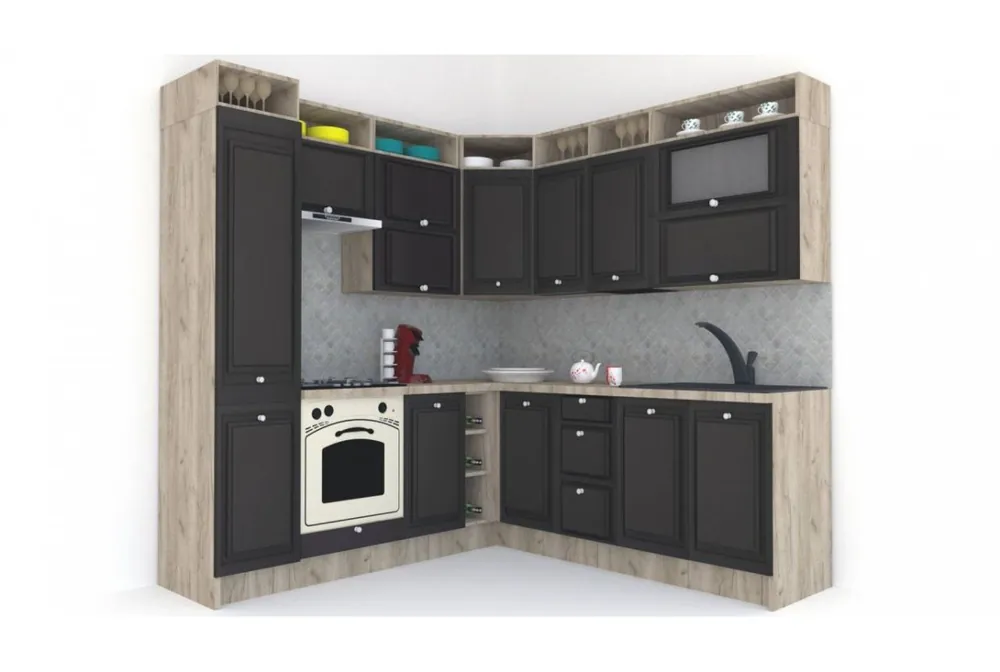 Bucatarie de Colt LEEA ART CORNER FRONT MDF STILE 220-220 A ST. K002 / decor 225 Reducere specială