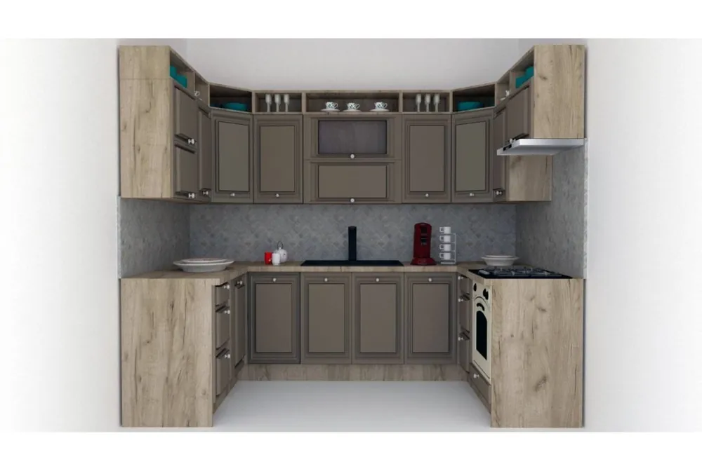Bucatarie de Colt LEEA ART U FRONT MDF ALAMO 160-280-160 K002 / decor 200 Ofertă exclusivă