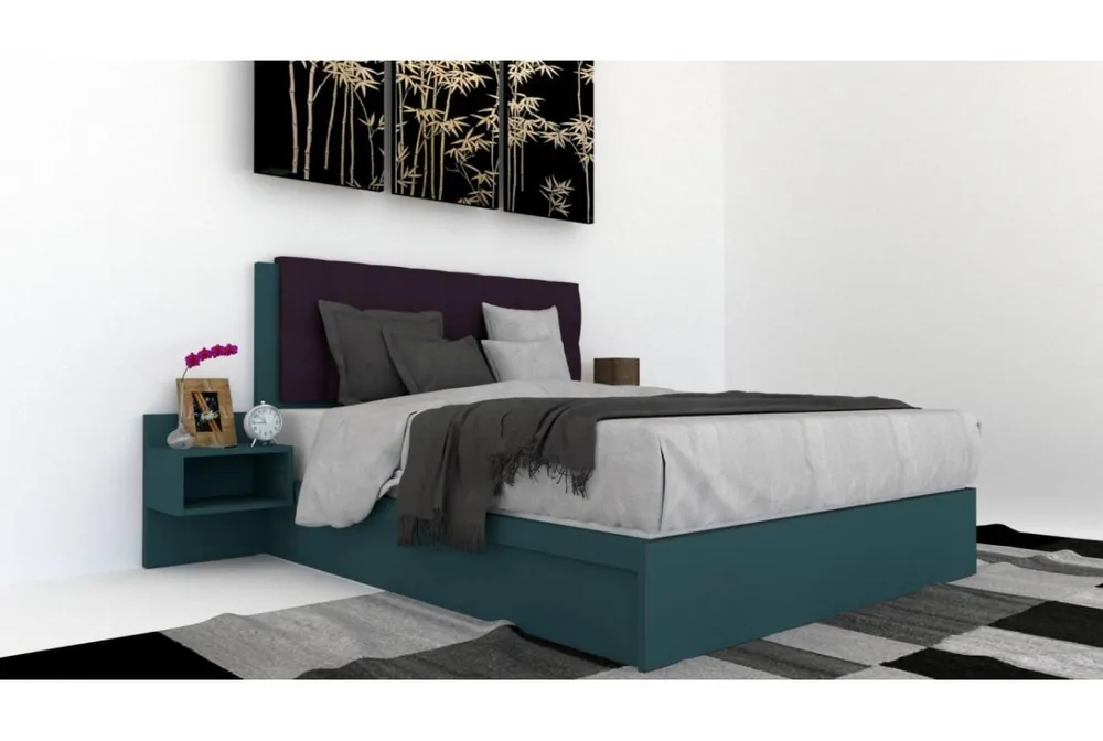 Preferatul clienților Pat Tapitat LEX 140 cu 2 noptiere, Decor 0244 / Malaga 13