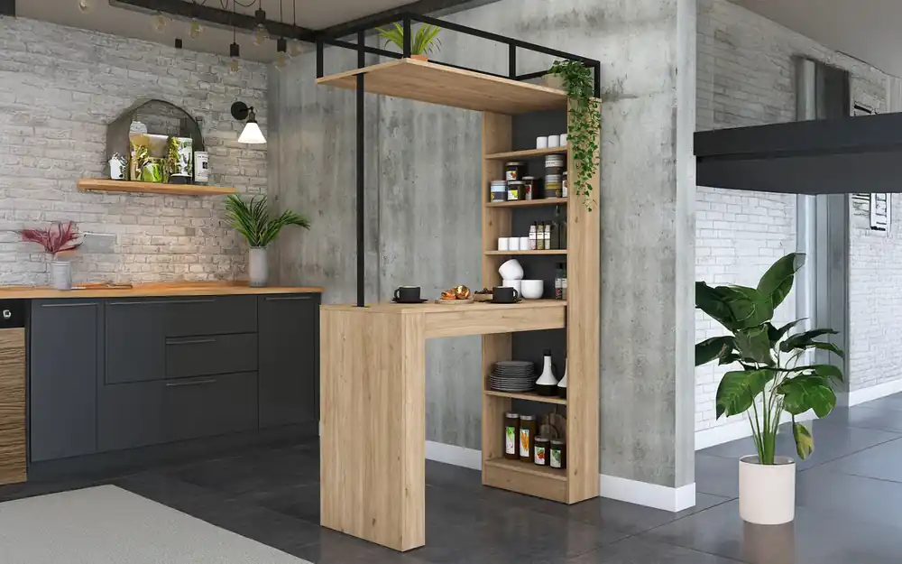 Retur gratuit Masa de bar + etajera , nuc + negru