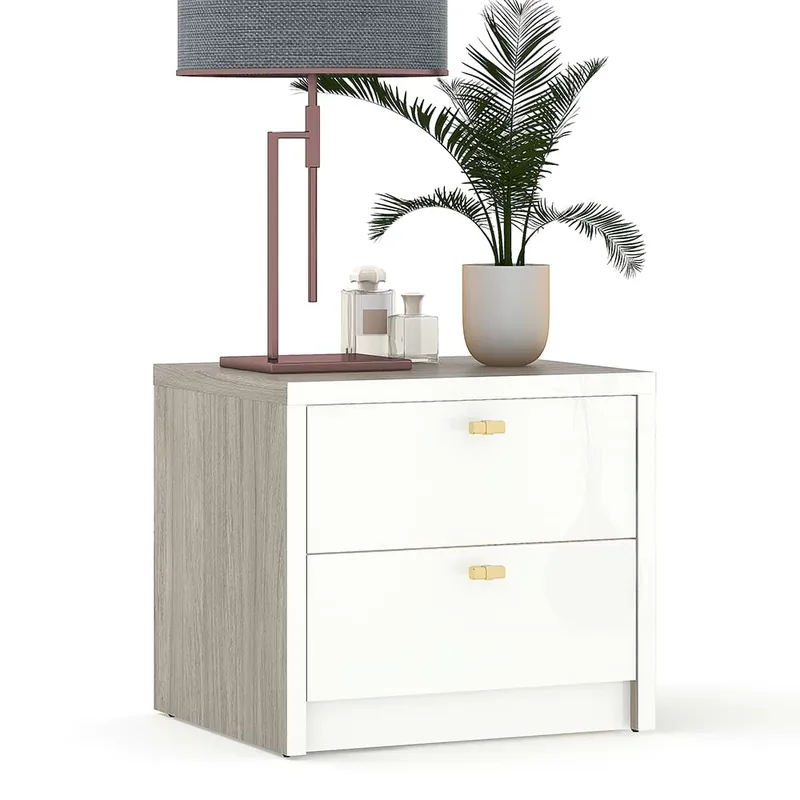 Ieftin Noptiera MONTELLO 2 sertare, Oak, Alb Gloss