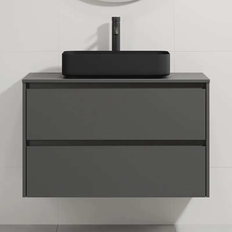 Retur gratuit Dulap de baie cu chiuvetă TRONDHEIM/LJORDAL 90x57x46 cm antracit/negru