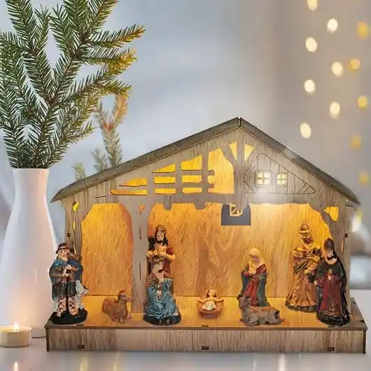 Reducere Decorațiune de Crăciun LED cu ieslea LED/2xAA