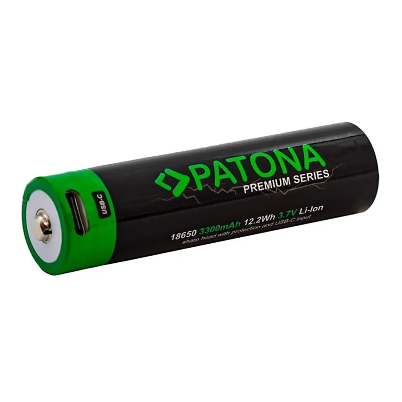 Reducere Baterie 18650 Li-lon 3350mAh PREMIUM 3,7V cu încărcare USB-C PATONA