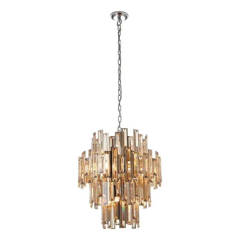 Lustră de cristal pe lanț Endon 72744 VIVIANA 12xE14/40W/230V crom lucios/fumuriu Comandă acum