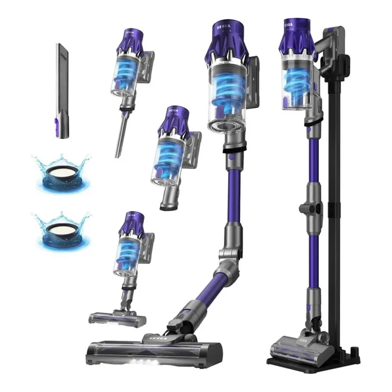 Ofertă limitată Aspirator vertical flexibil fără fir 2 în 1 TESLA Electronics PureStar 250W/2200 mAh gri/mov