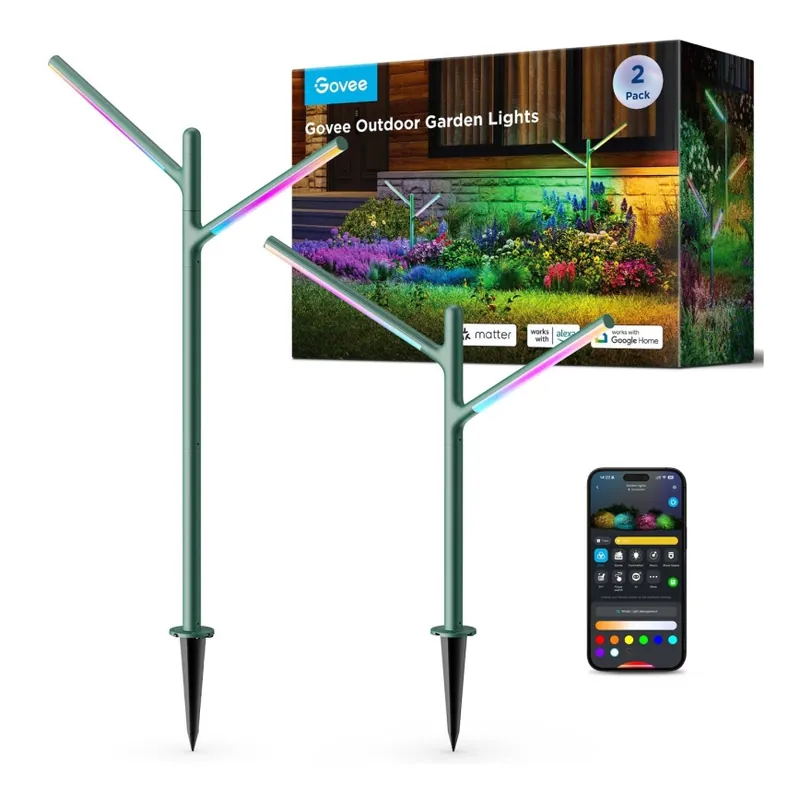 Ofertă limitată SET 2x lampă LED RGBICWW dimabilă de exterior Govee LED/36W/230V IP66 2700-6500K Wi-Fi
