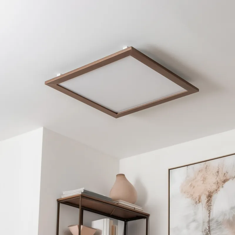 Panou LED aplicat Eglo SALOBRENA-RW WOOD LED/34W/230V 2700/4000K 64x64 cm maro închis Preț redus