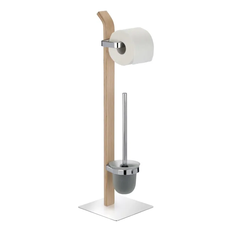 Reducere specială WENKO 20397100 - Perie WC SAMONA 20 x 71,5 cm crom/maro/satinat