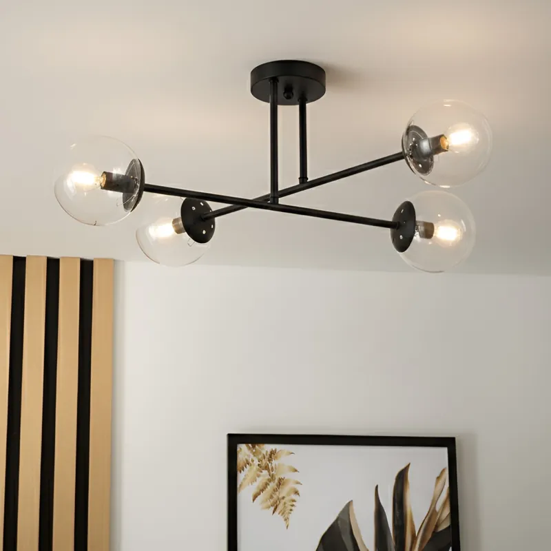 Retur gratuit Brilagi - Lustru aplicat MALIVA 4xE14/15W/230V negru/transparent