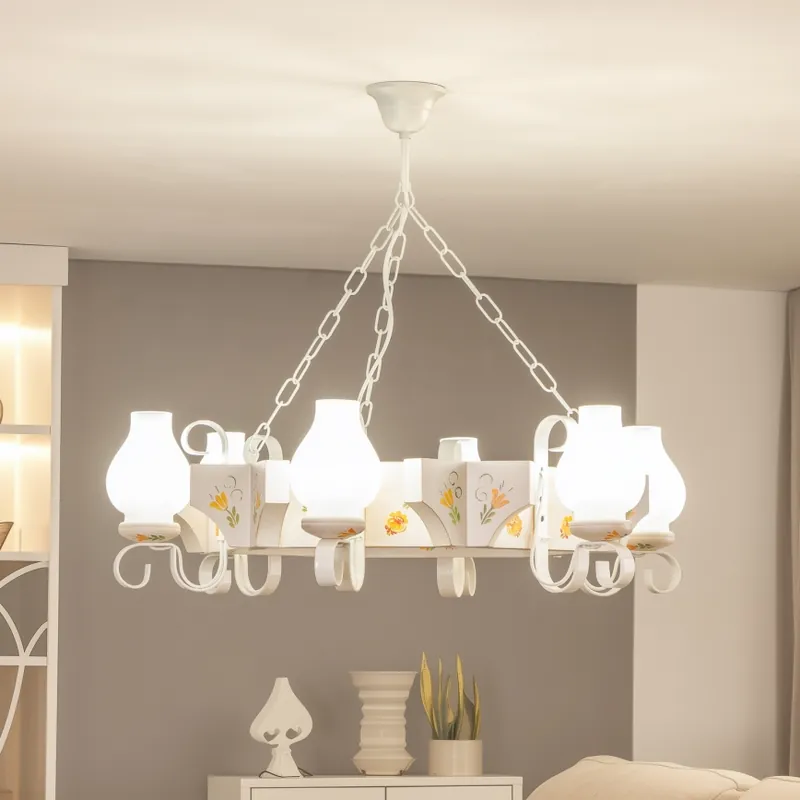 Popular Brilagi - Candelabru suspendat cu lanț QUEEN 6xE14/40W/230V fag/crem