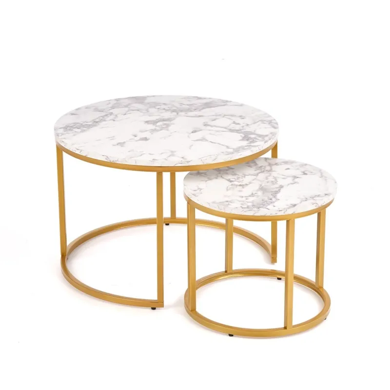 Set 2 măsuțe de cafea PACILA, decor marmură/auriu Lichidare de stoc