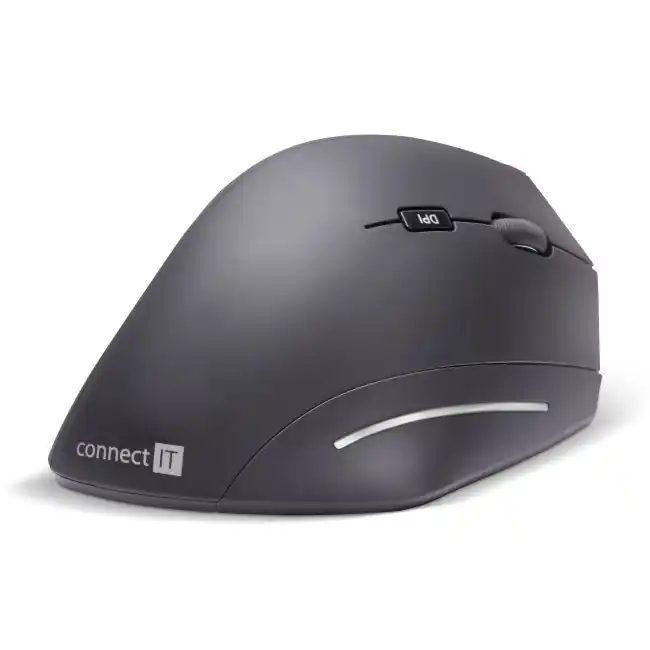 Ultima șansă CONNECT IT CMO-2510-BK - mouse ergonomic fără fir Verti, 800/1200/1600 DPI, alimentare 2x AAA, negru