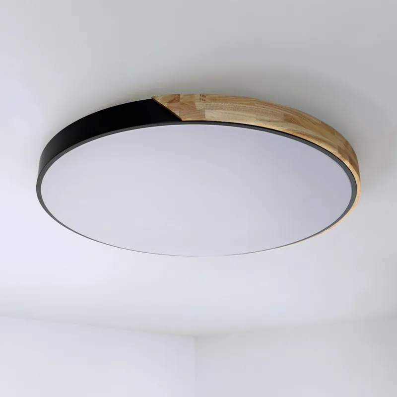Bestseller Brilagi - Plafonieră LED dimerizabilă PILANA, 72 W, 230 V, 3000–6500 K, stejar/negru, Ø 80 cm + telecomandă