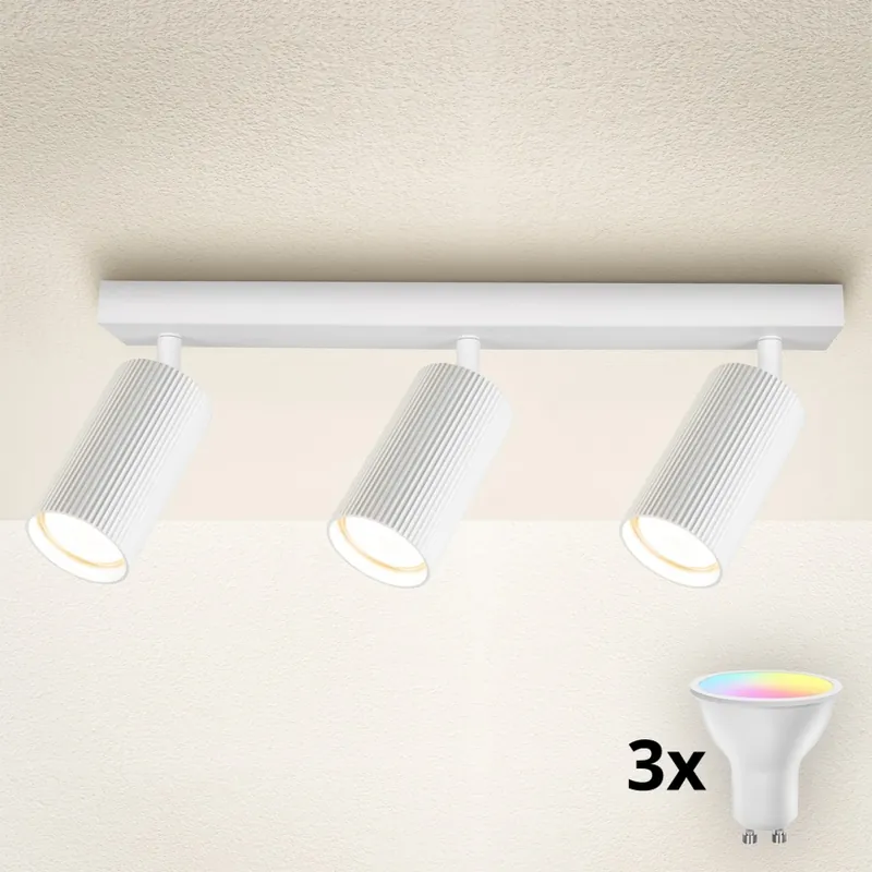 Bestseller Brilagi - Lampă spot LED RGBW reglabilă SELE MODERN, 3x GU10, 4,8W (fiecare), 230V, 3000K, albă + telecomandă
