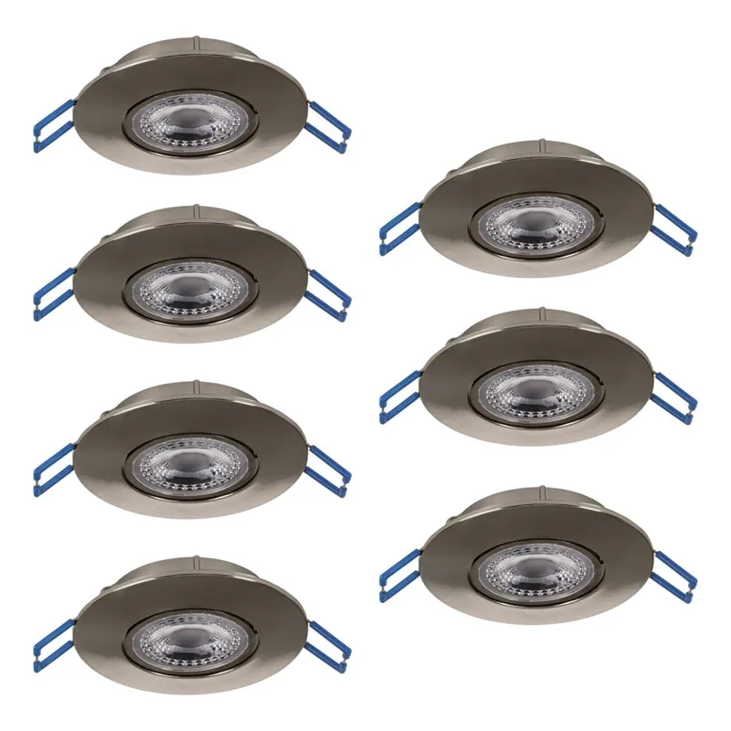 Eglo - Set de 7 spoturi LED încastrate, 4,9 W, 230 V, 2700/4000/6500 K, diametru 9 cm, crom mat Cumpărături sigure