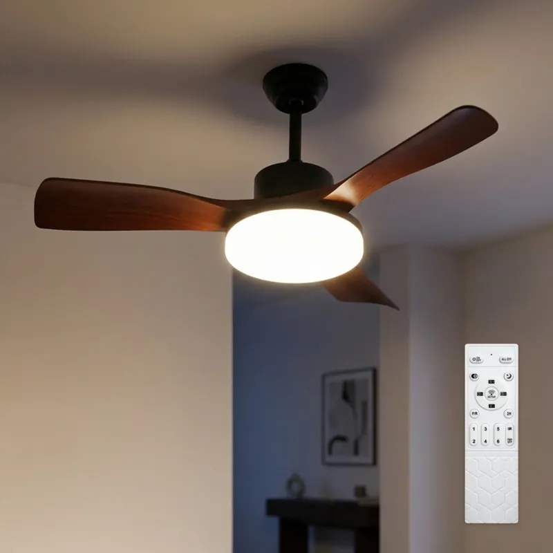 Brilagi - Ventilator de tavan cu iluminare LED dimabilă, 34W, 230V, 3000-6500K, diametru 106 cm, negru/maro, cu telecomandă inclusă Cel mai vândut