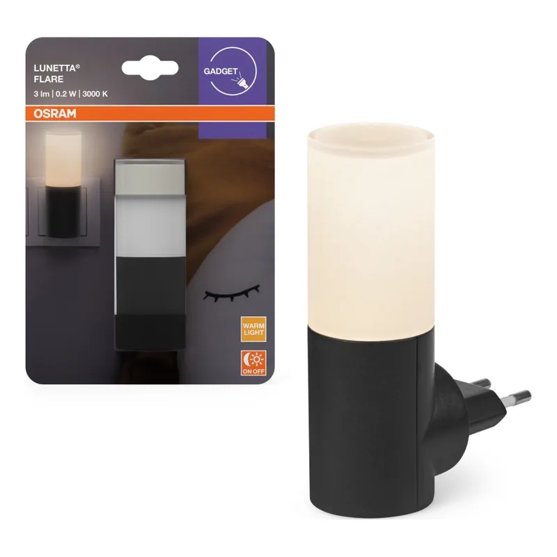 Lichidare de stoc Osram - Lampă de veghe LED LUNETTA cu senzor de amurg, LED/0,2W/230V, negru