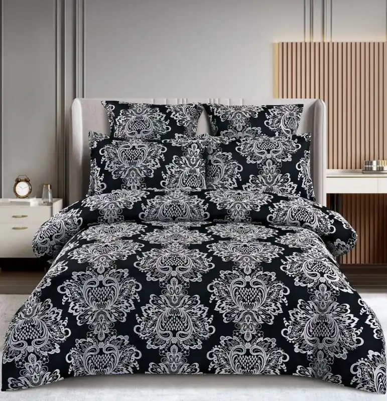 Lenjerie de pat 100% bumbac jacquard cu elastic – 6 piese | 10090-C Ofertă limitată