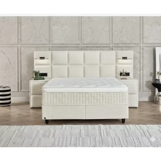 Cumpără acum Pat + Saltea gratis Amore XL, crem - 160/200 cm, cu somiera rabatabila si lada de depozitare