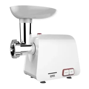 Masina de tocat Heinner MG-1340WH, Putere 1340W, 1,2kg/min, Accesoriu de rosii si carnati, Cutit din inox, Functie reverse, 2 site de tăiere, Alb Retur ușor