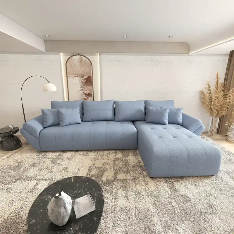 Colțar extensibil dumonde cu ladă de depozitare Berlin XL Enjoy Blue 350x185 cm II Preț mic